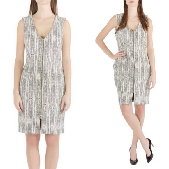 L'Agence x Intermix Monochrome Abstract Eva Print Sleeveless Sheath Dre - Picture 1 of 13